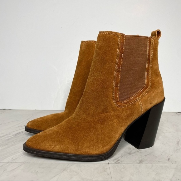 New! Vince Camuto Ratony Brown Suede Heeled Bootie 10M - Picture 14 of 14